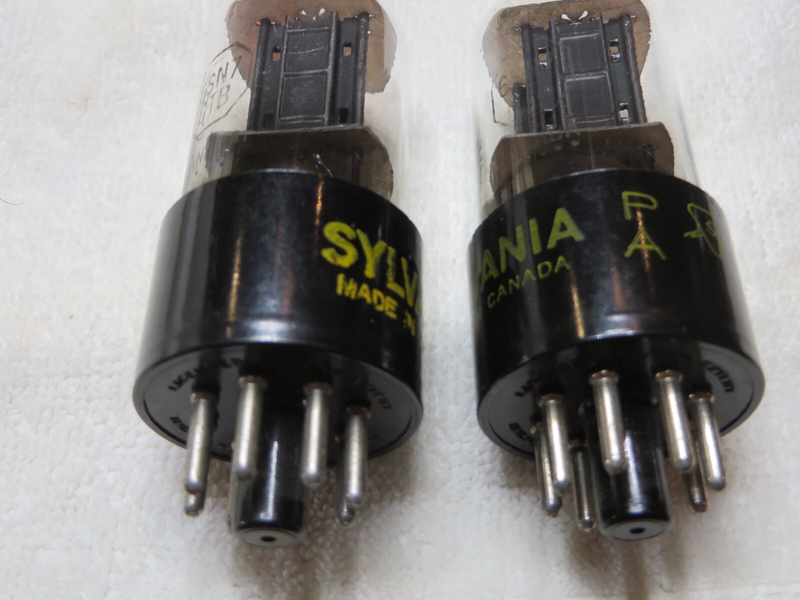 Radio tubes two 6SN7 GTB Westinghouse and GE Hanging filaments ,Identical tubes