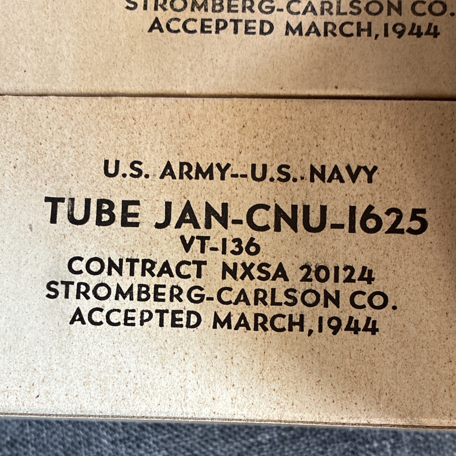 National Union JAN-CNU-1625 VT-136 U.S. Army U.S. Navy Electron Tube