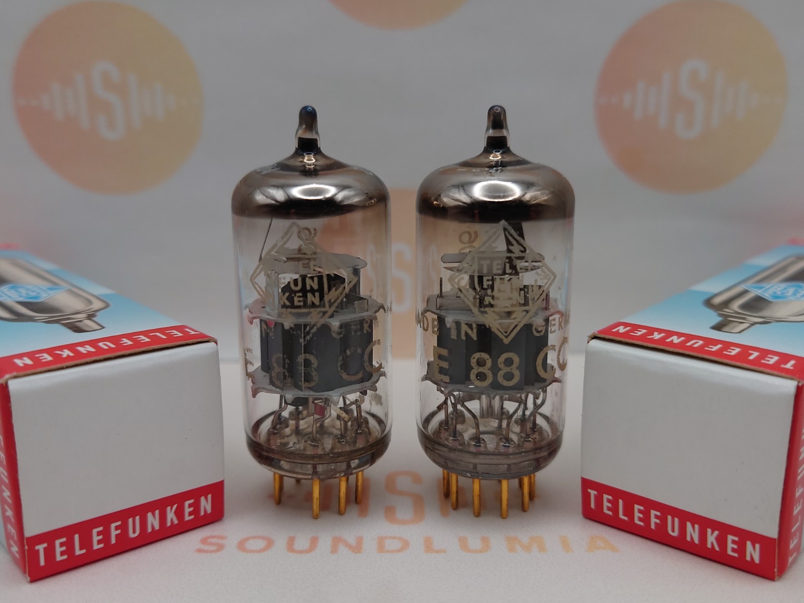 Telefunken E88CC 6922 O-getter Matched Pair ◇ Bottom – Ulm 1962 – NOS+