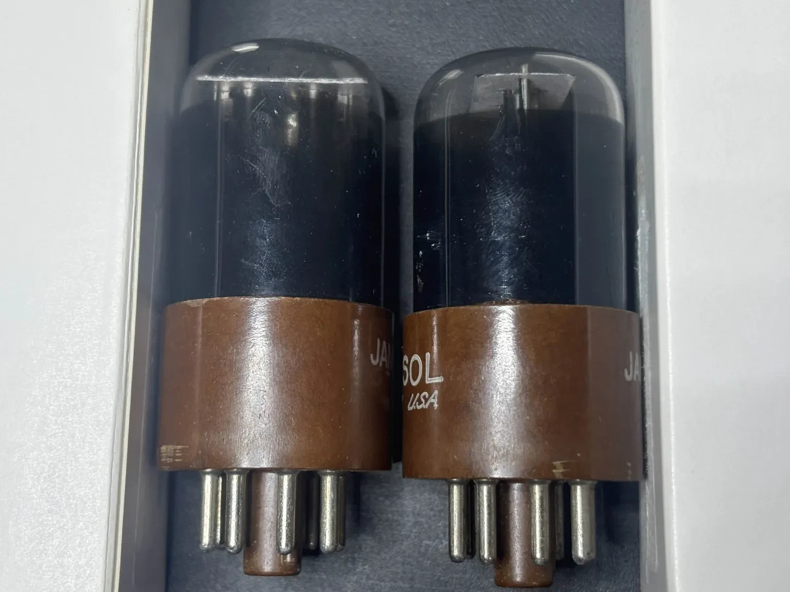 TungSol JAN CTL 6SU7GTY Matched Pair Great NOS Quality Brown Plate Black Glass