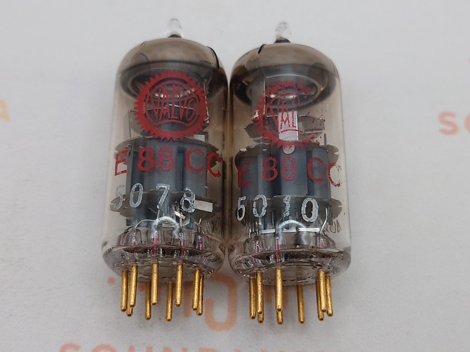 Valvo E88CC 6922 Red Label O-Getter Matched Pair – Heerlen ’60 – Same Code -NOS+