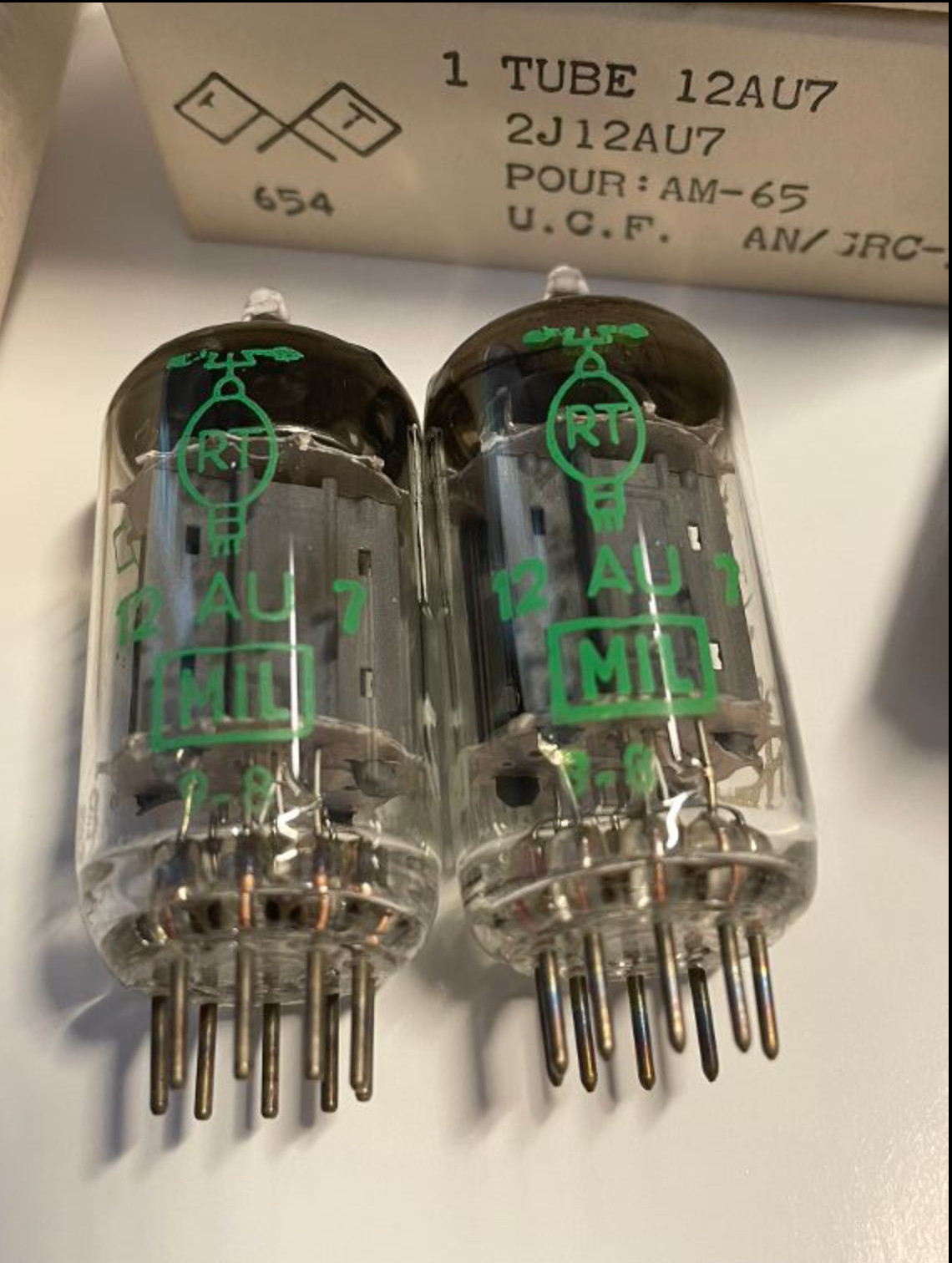 RARE MIL Pair NOS/NIB tubes ECC82 12AU7 RT MAZDA BELVU year 1958 – ECC802S