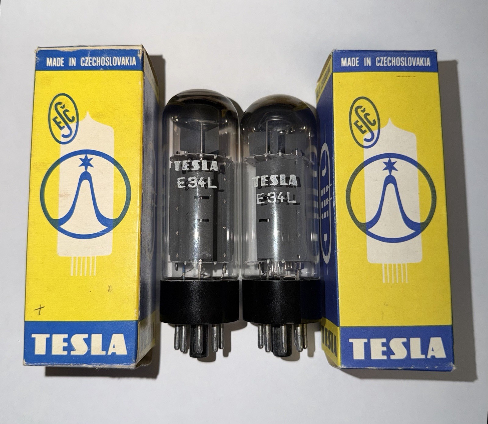 Pair NOS Tesla EL34 6CA7 Tubes Tested Excellent For GM, Plate Current, Emissions