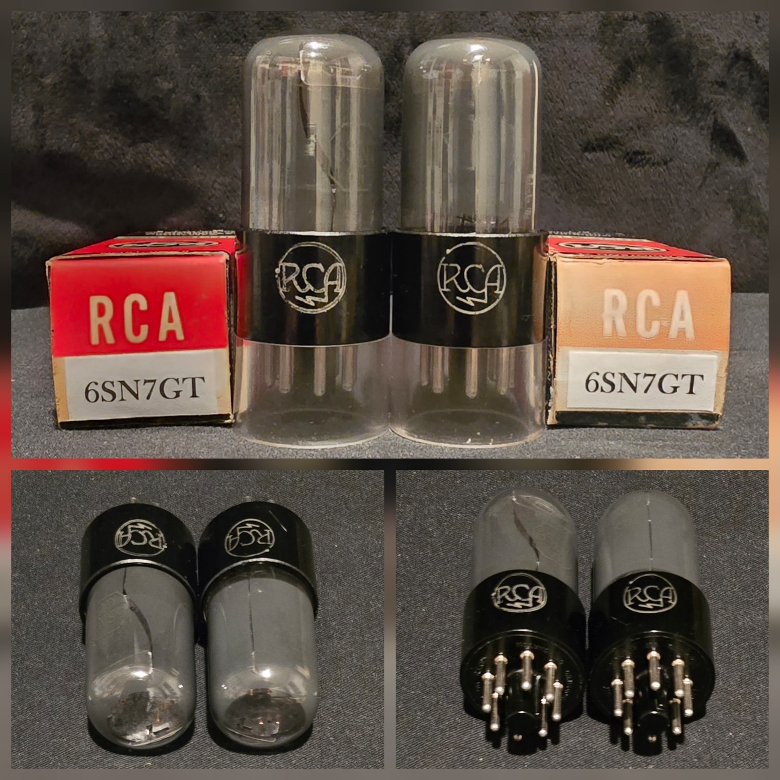 RCA 6SN7 GT VT-231 CLASS TUBE MEATBALL LOGO GRAY SMOKE FOIL GETTER MATCHED SET