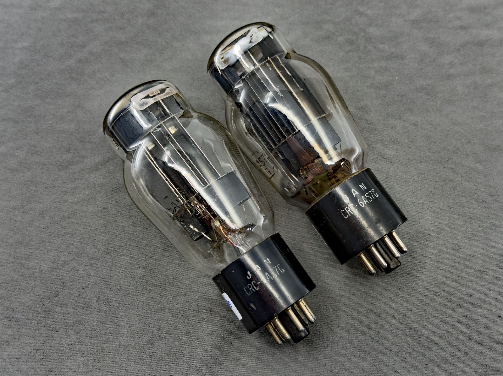 (2) Balanced RCA JAN-CRC-6AS7G Mil Spec Power Tubes Black Plates Tests NOS TV-7