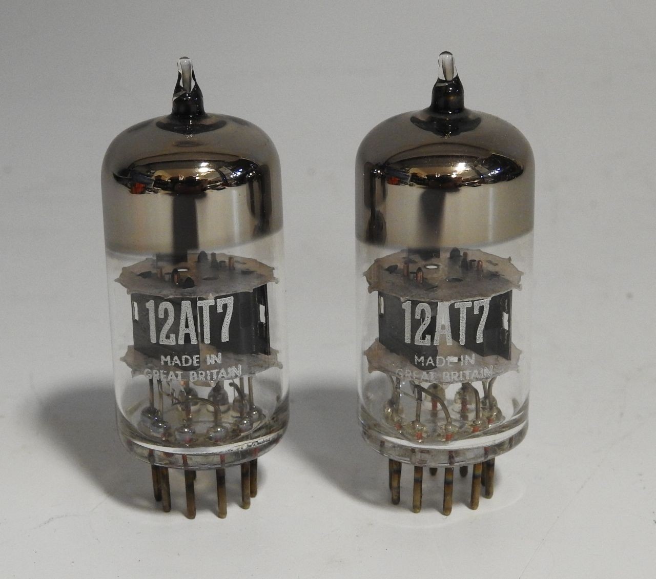 TWO MADE IN GREAT BRITAIN MATCHED UNLABELED12AT7 / ECC81/6201 AUDIO TWIN TRIODES