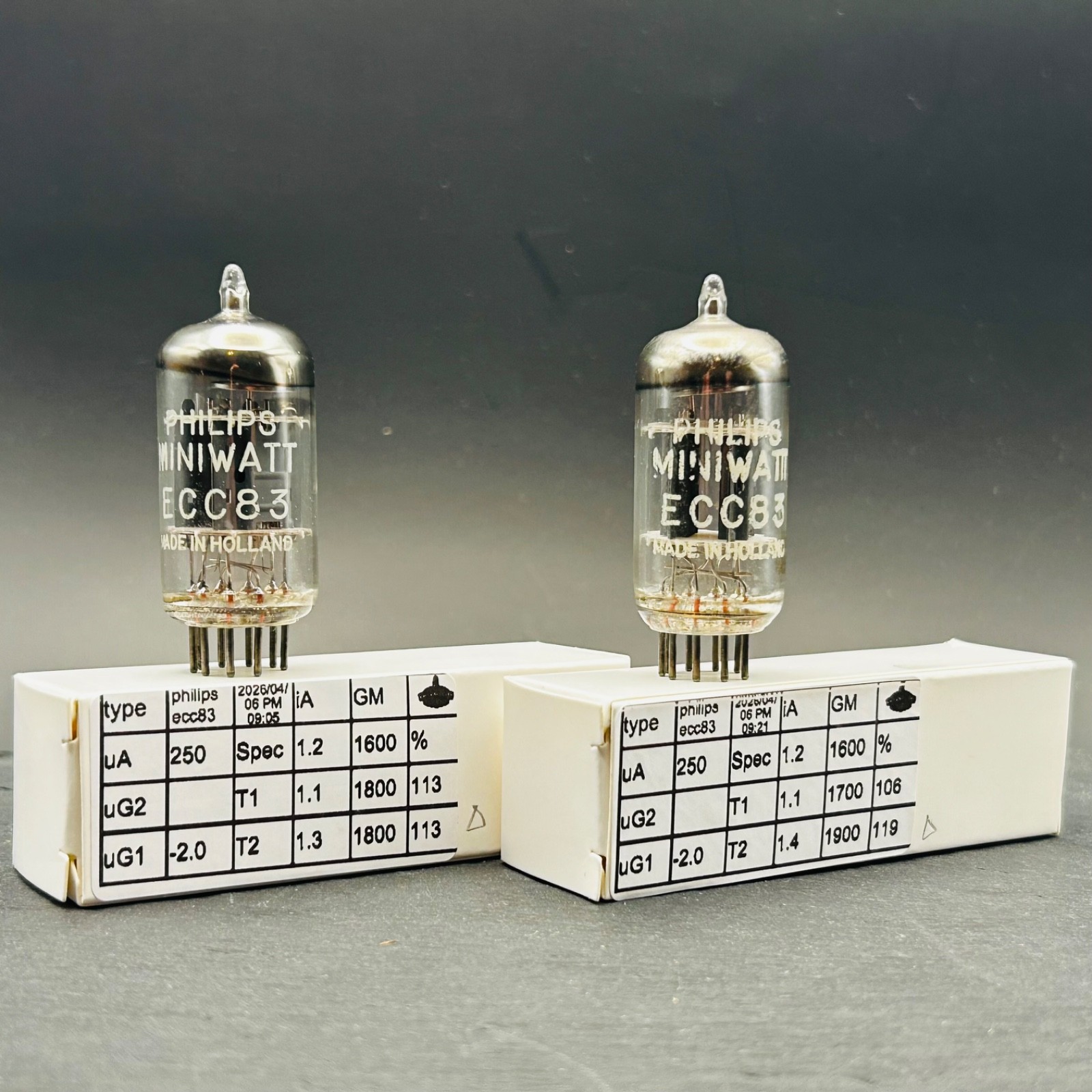 ✅ Philips Miniwatt ECC83 / 12AX7 Heerlen Holland Matched Pair Strong Test