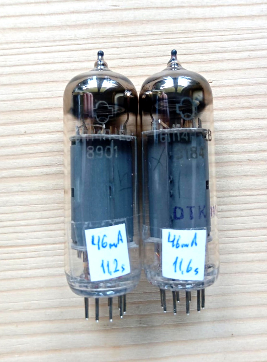 Strong Matched Pair of 6P14P-EV EL84M 6BQ5 Vacuum Tubes Reflector 80′ NEW