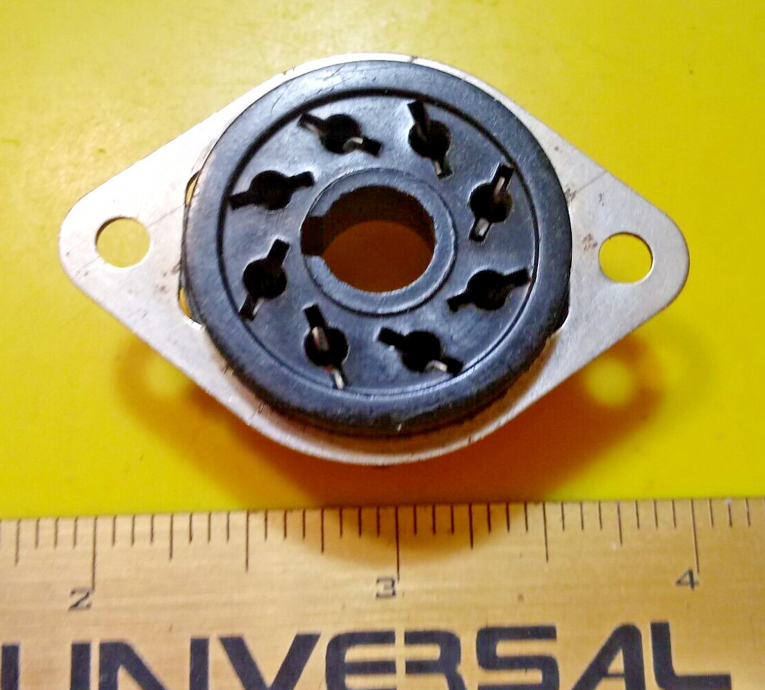 One (1) Amphenol® 8 Pin Black Bakelite Tube Socket • 1.5″ Centers • 5/32″ Holes