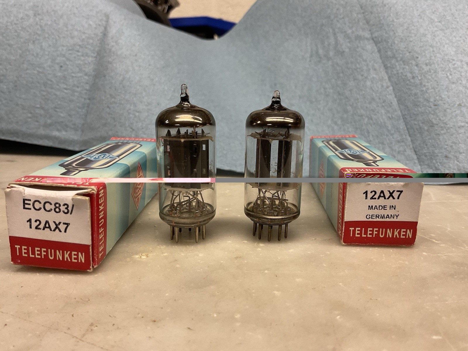 Telefunken 12ax7 Rib Plate Tube Match Pair