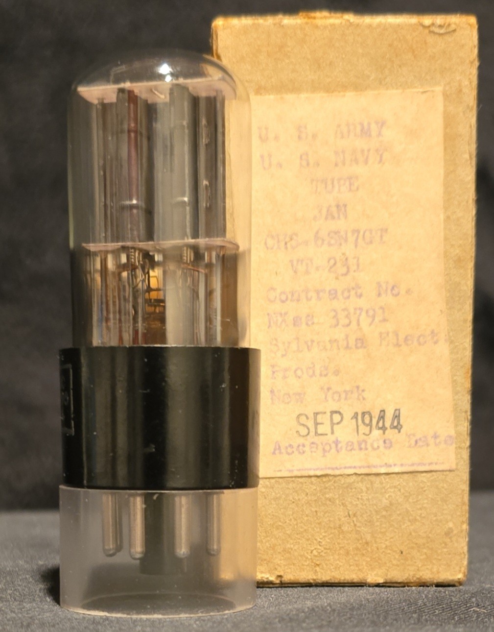 SYLVANIA 6SN7 GT VT-231 TUBE 1944 SILVER LABEL ULTRA HIGH QUALITY AUDIO TUBE NIB