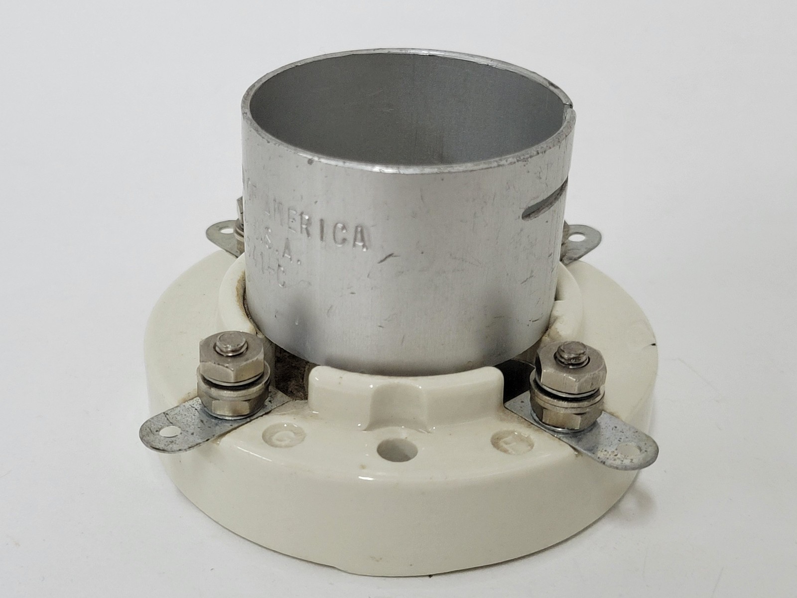 RCA vacuum tube socket for 211, 845, 805, 872, 203 – likely made by Johnson