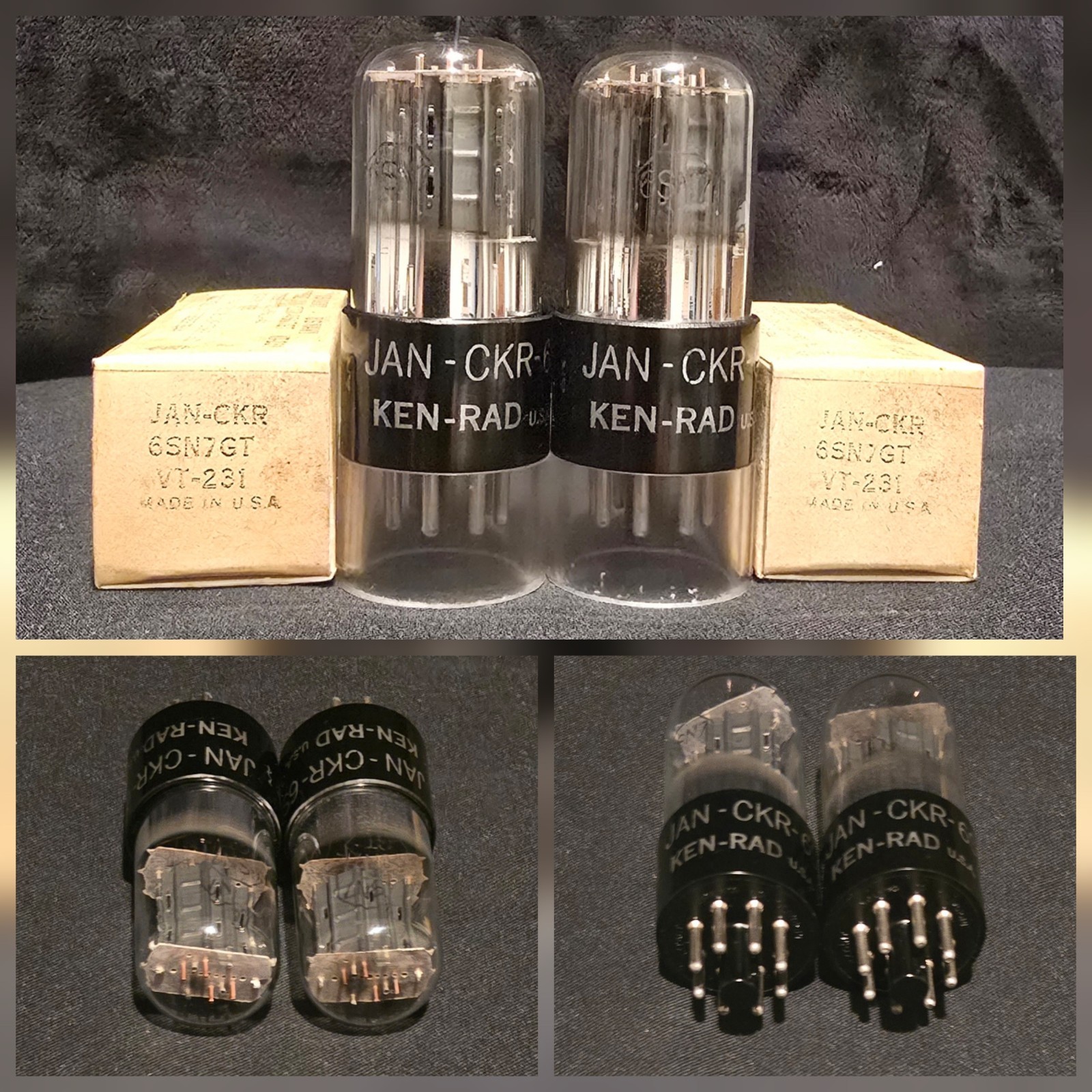 KEN-RAD 6SN7 GT VT-231 LEGENDARY SILVERS ARMY SIGNAL CORP MATCHED SET