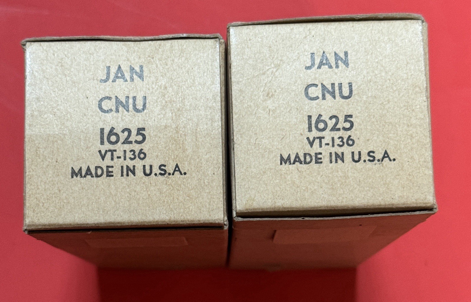 2 NOS new US Navy NU 1625 = VT-136 audio tubes November 1944 vintage MATCHED NIB