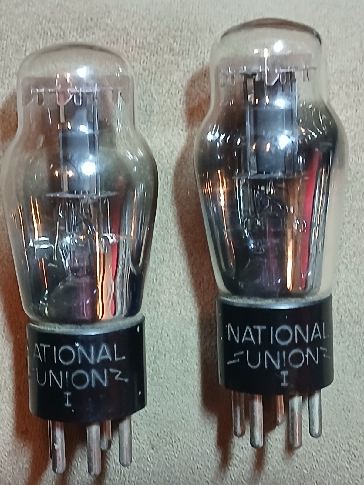 RARE Matched Pair 1930’s National Union Tube -” 1 SERIES” ENGRAVED Radio TUBES