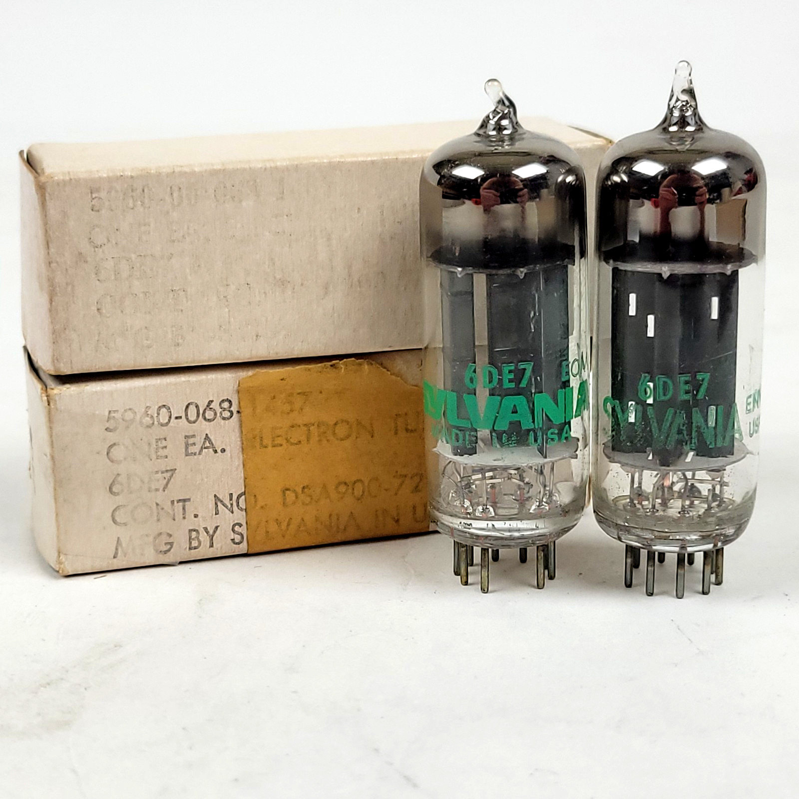 VTG Sylvania 6DE7 Closely Matched Pair of Tube Black Plates O Getter USA #1