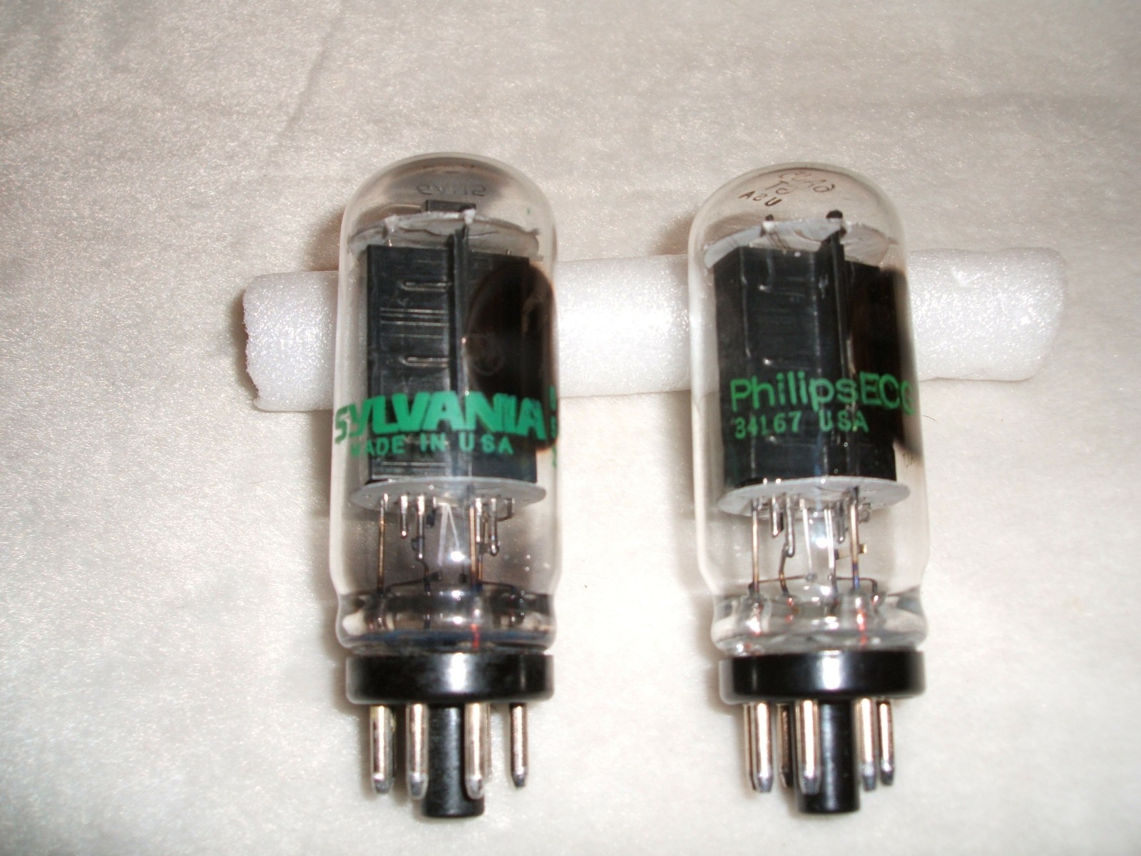 (2) 6AU5GT 1 Sylvania & 1 Philips ECG Vintage Radio Audio VACUUM TUBES Tested