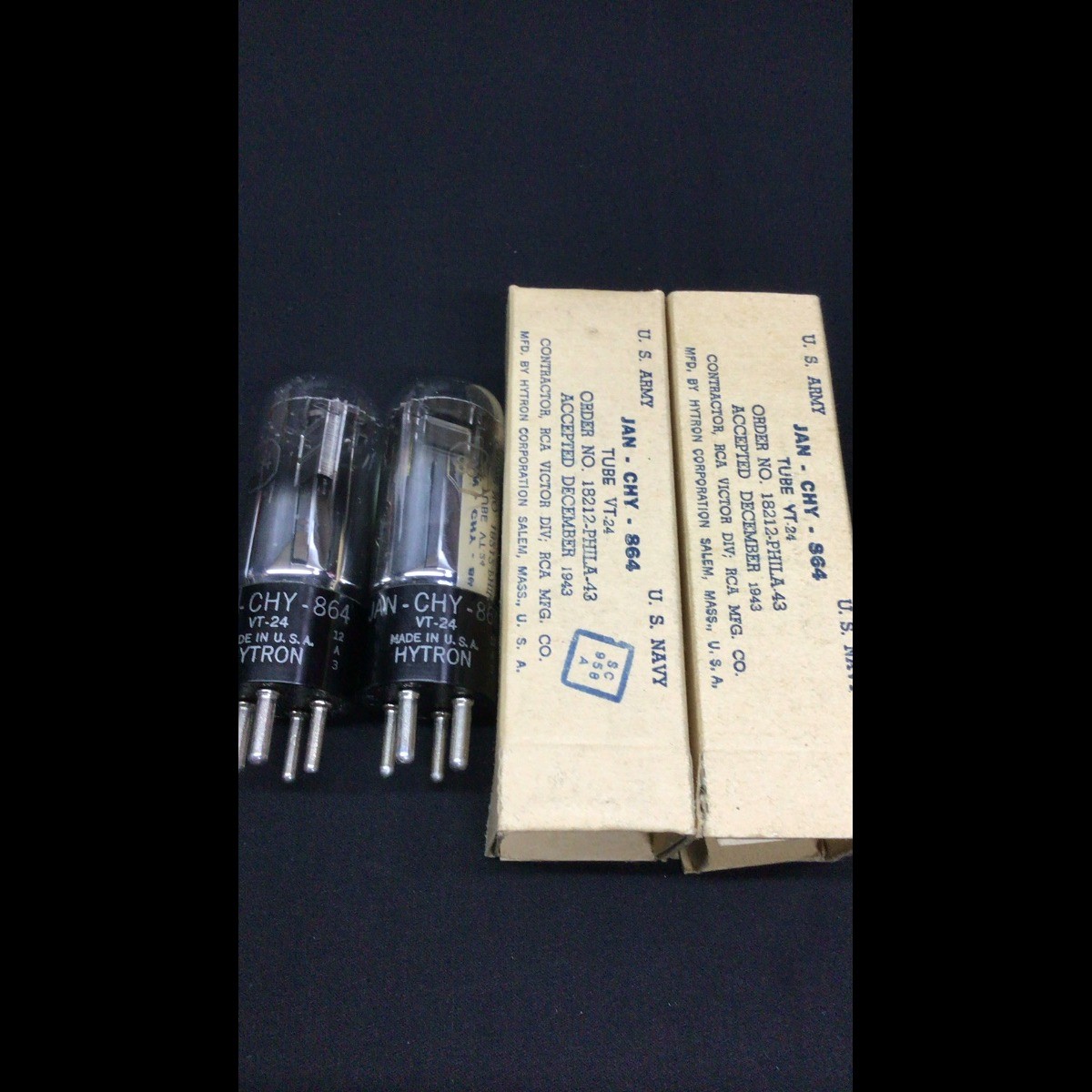 MATCHED NOS Pair HYTRON JAN CHY 864 VT 24 (WD11 Sub) Vacuum Tubes J.9470