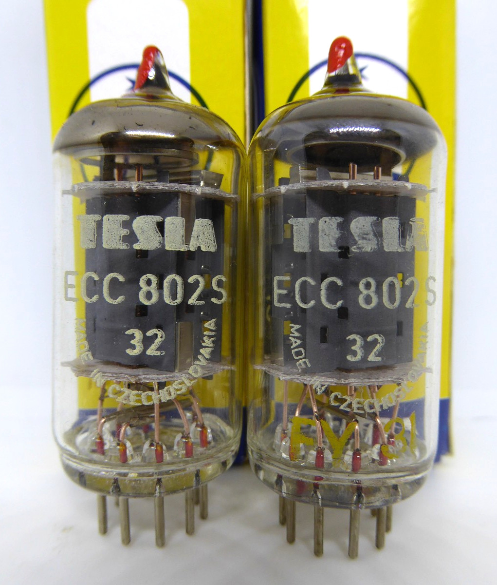 2x (PAIR!) TESLA ECC802S (12AU7WA E82CC B329) lk. Telefunken 100%, 1974, NOS 10