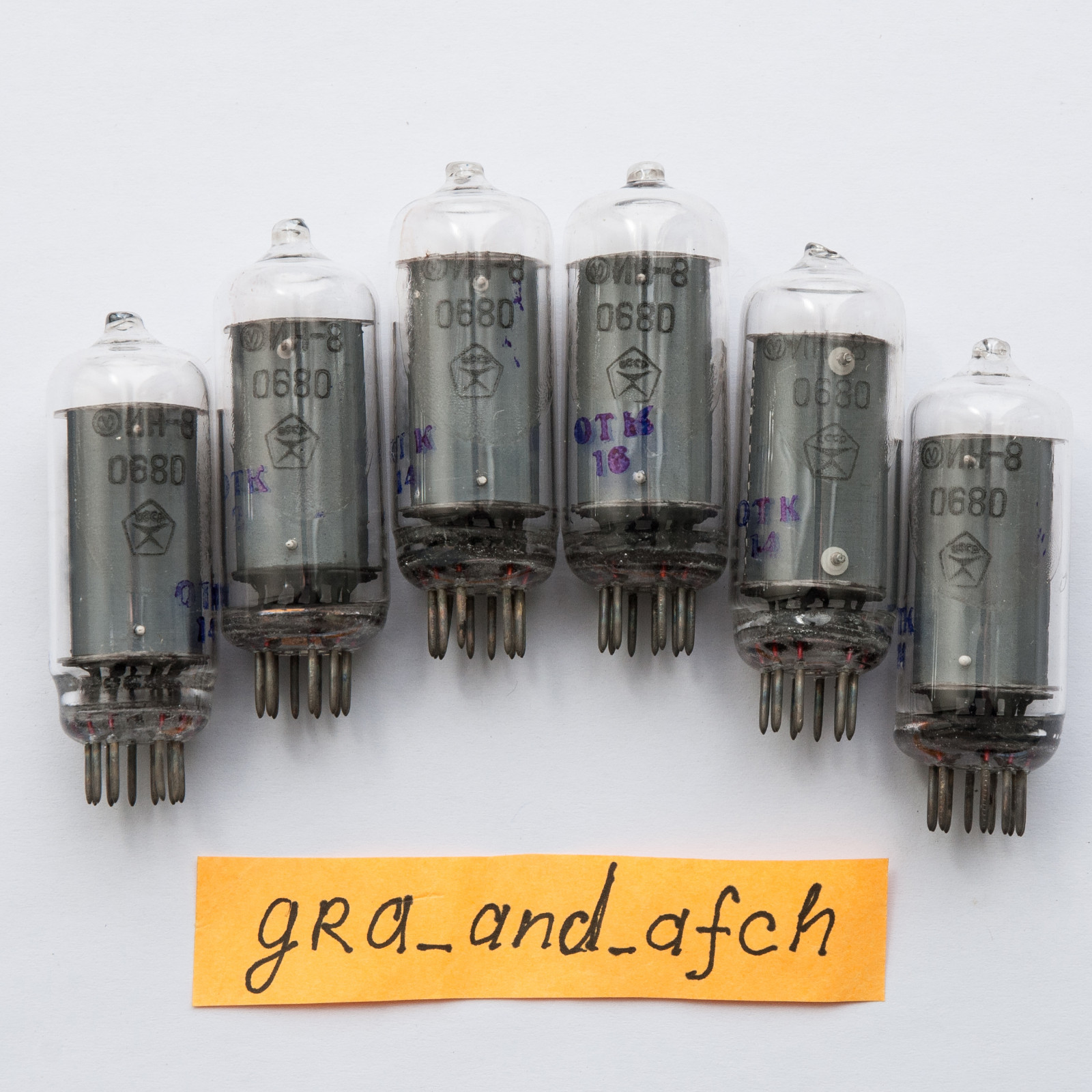 IN-8 NIXIE TUBES for NIXIE CLOCK, NEW & NOS, TESTED, Original packing [6 PCS]