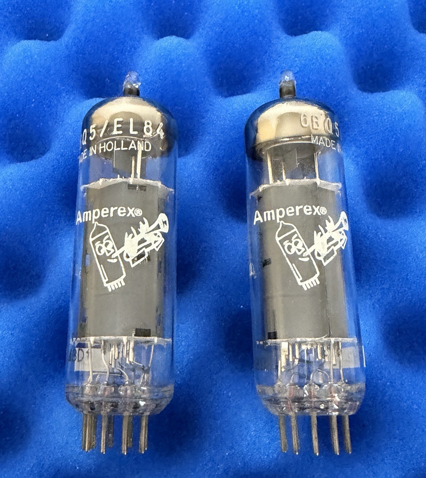 TWO Amperex EL84 6BQ5 Vacuum Tubes / rX4 Bugle Boy Holland /Amplitrex Tested ’63