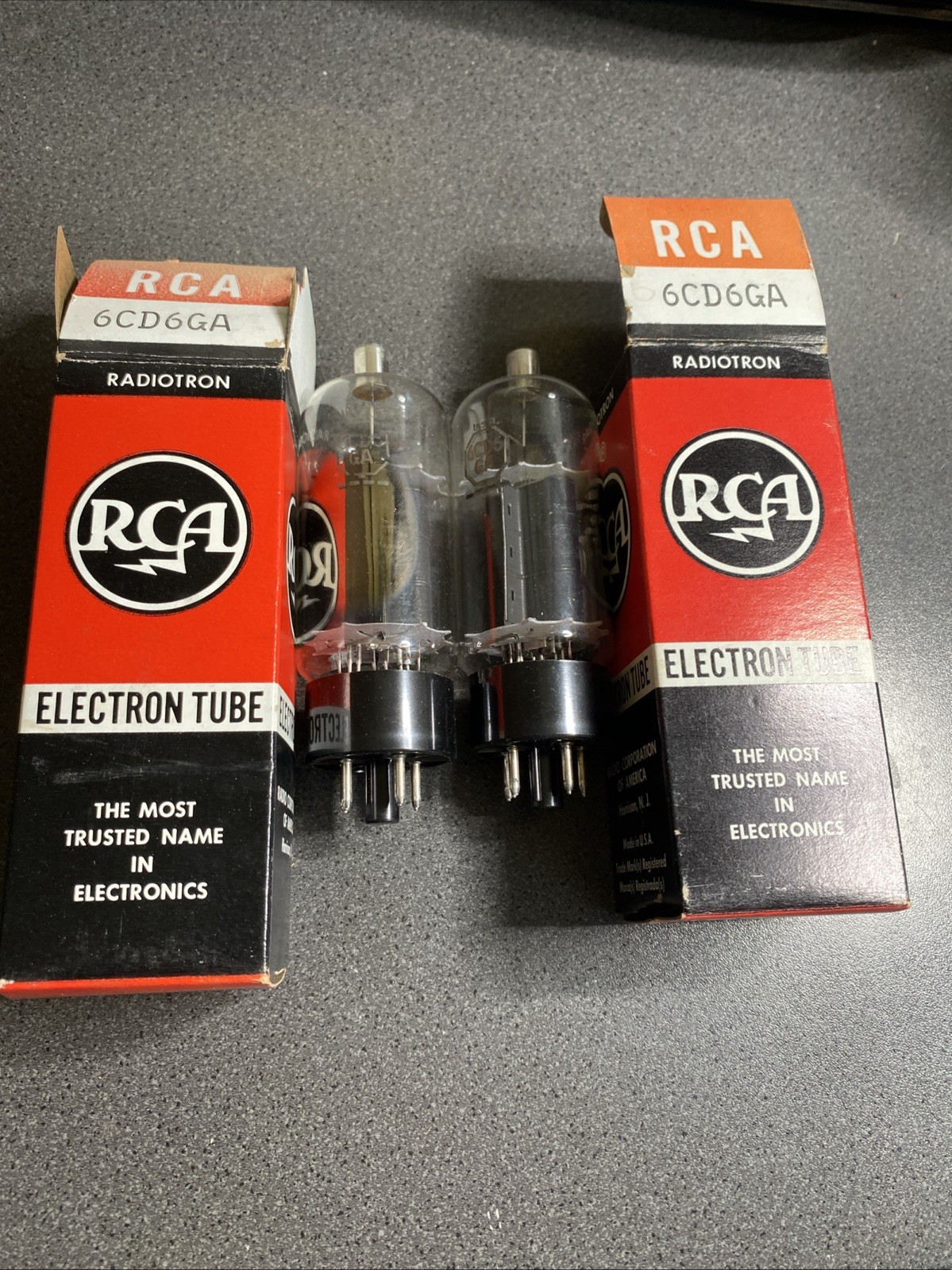 PAIR RCA Electron 6CD6GA Vacuum Tubes NOS Made In USA