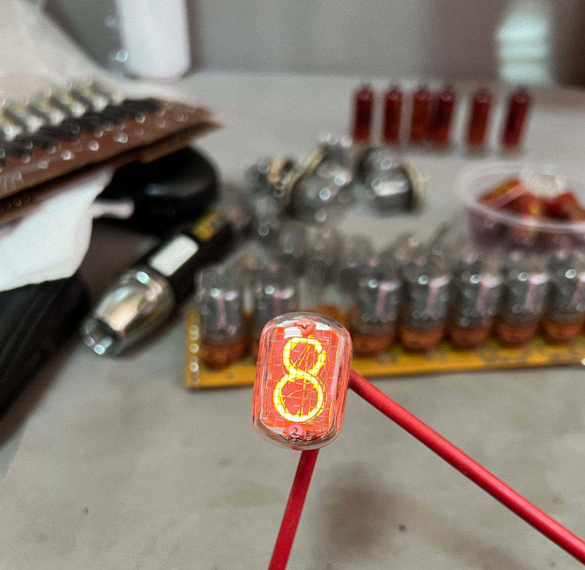 IN-12B,IN15A,IN15B Soviet Russian Nixie Indicator Tubes Lot of 10 pcs w/Socket