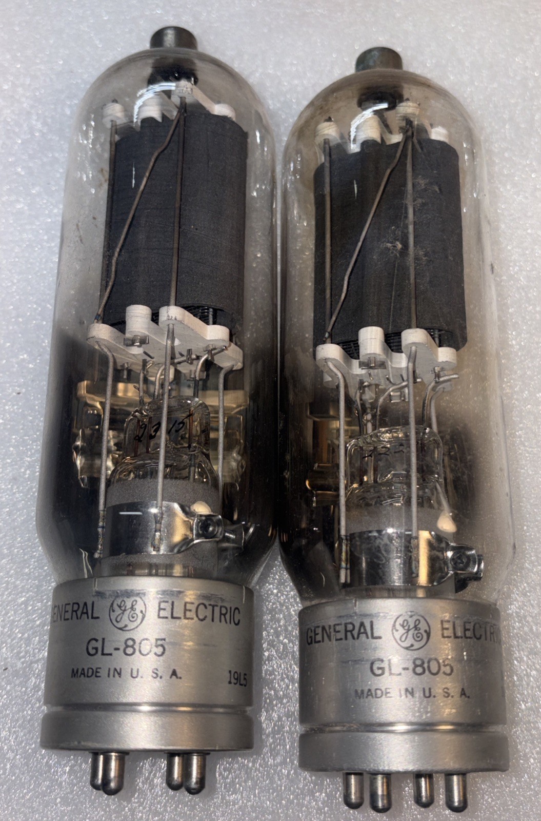 Pair GE GL-805 805 Transmitting Tube Black Plate Tested Strong