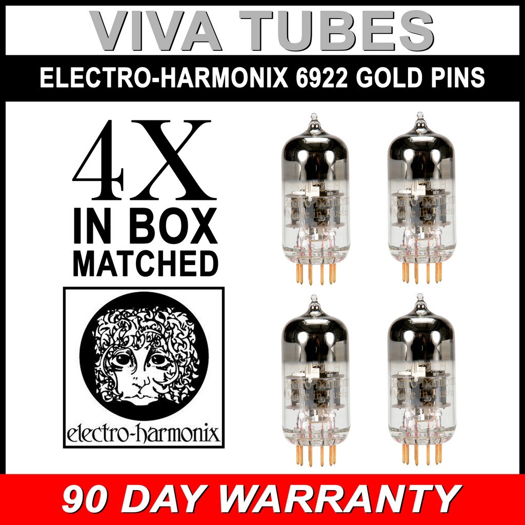 Brand New Electro-Harmonix 6922 E88CC GOLD PINS Matched Quad (4) Vacuum Tubes