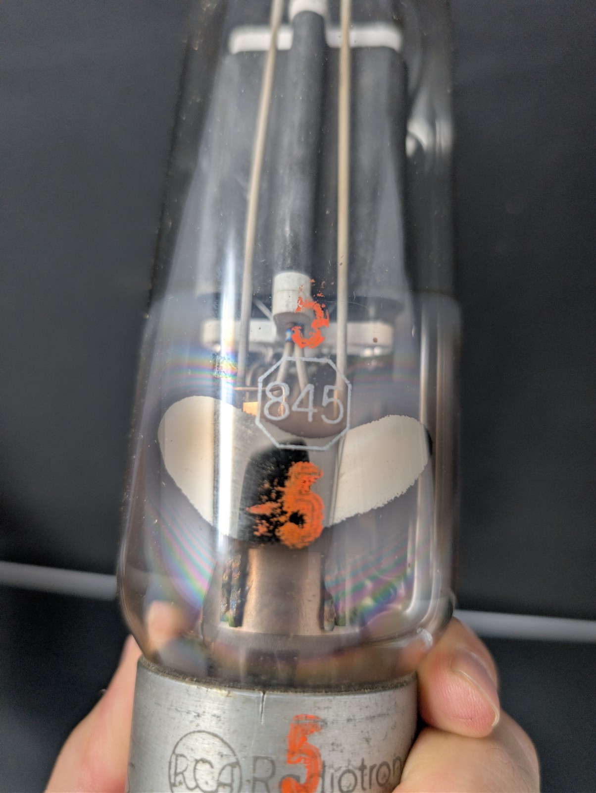 BARELY USED? 7.5″ RCA Radiotron 845 Vacuum Tube VINTAGE Large Tube