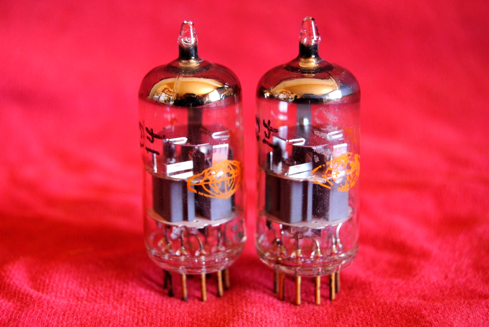 pair amperex 7308 tubes gold pins high end 6dj8