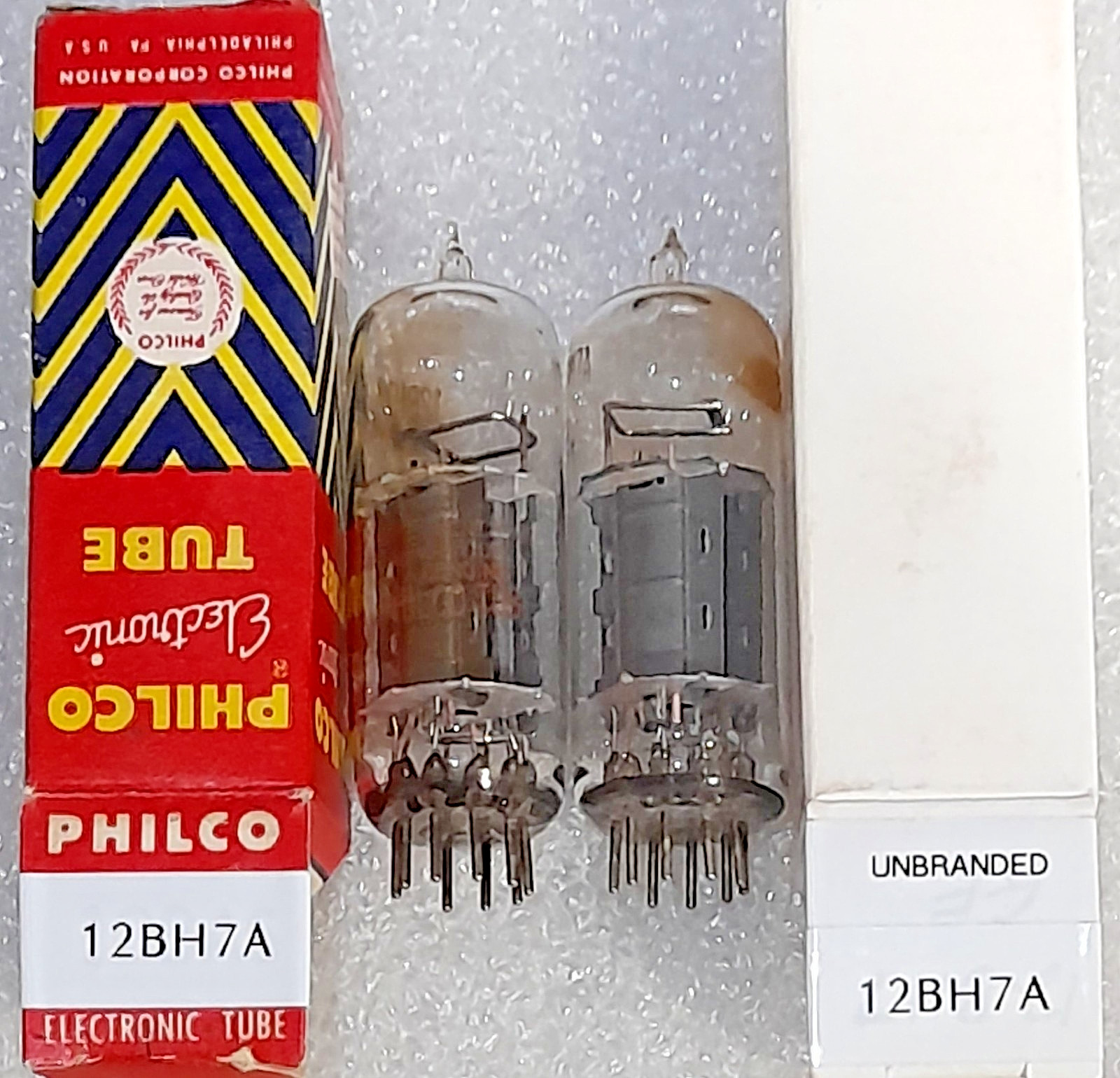 Pair 12BH7A Philco & unbranded Vacuum Tubes, Triplett 3444 Tested – will combine