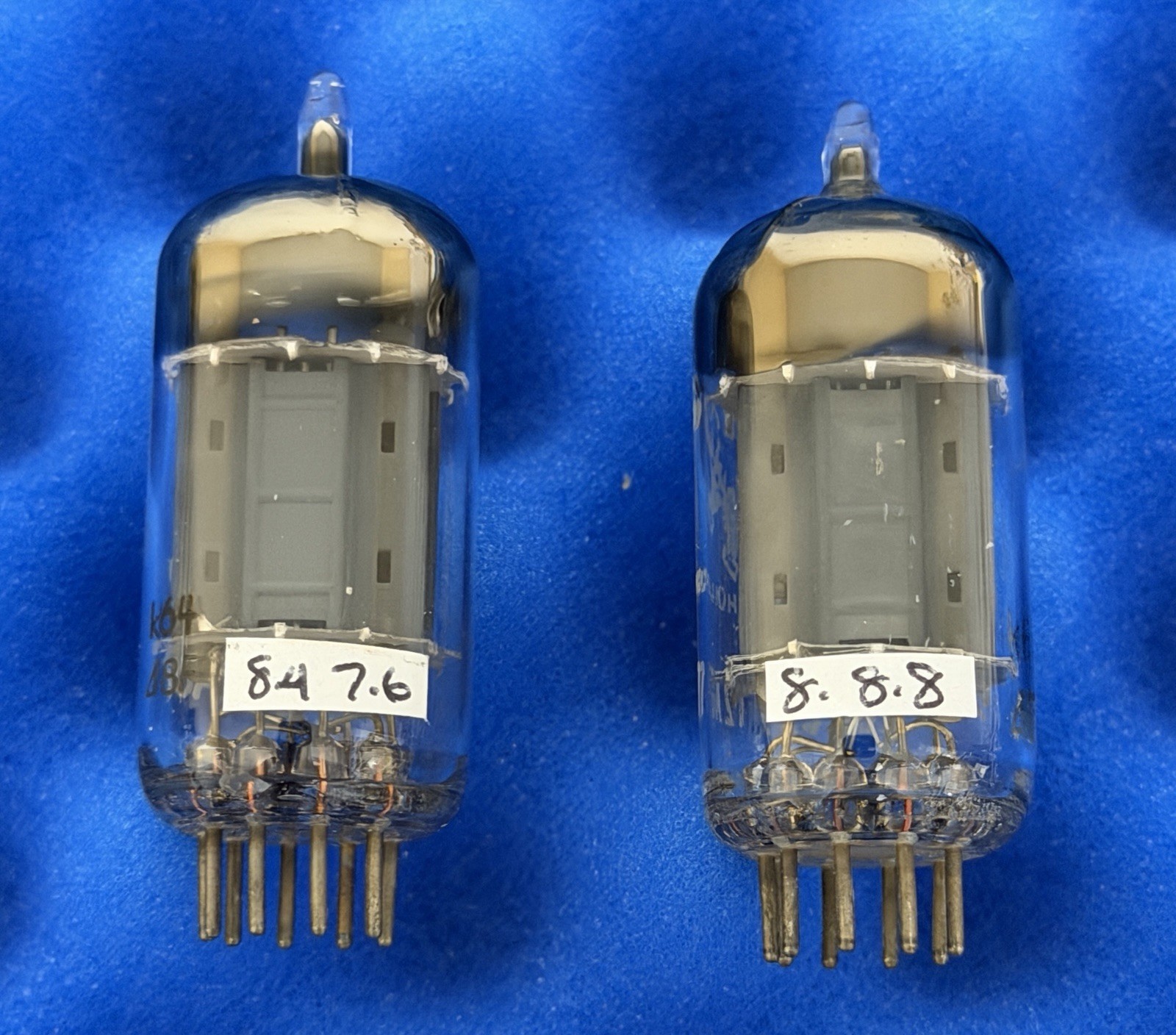 TWO Amperex ECC82 12AU7 Tubes /Amplitrex Tested / Foil D Getters / Long Plates