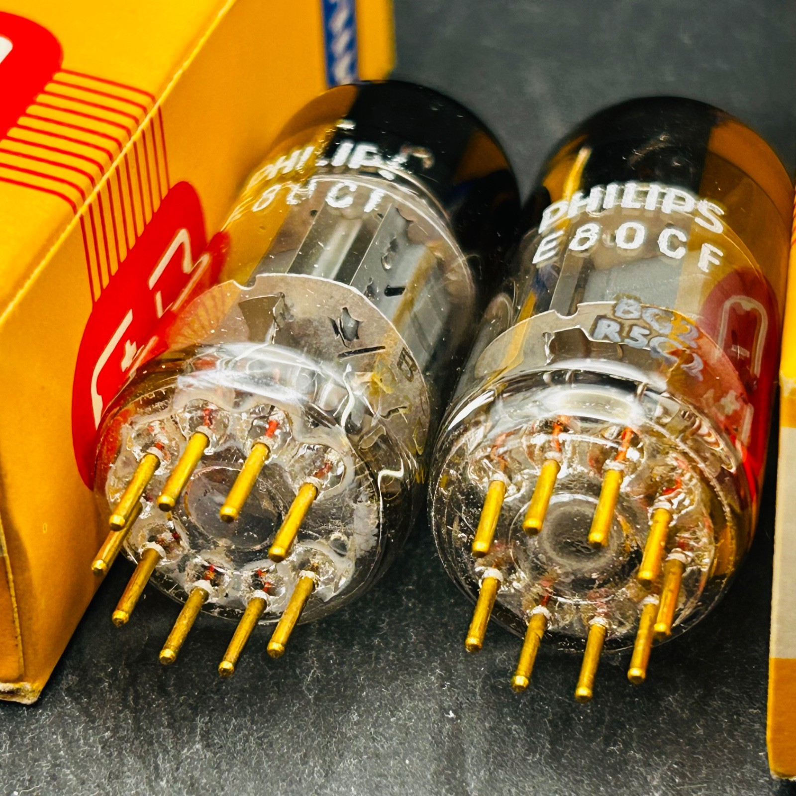 ✅ Philips SQ E80CF Gold Pin Tubes – Blackburn Mullard Factory – Pair – Vintage