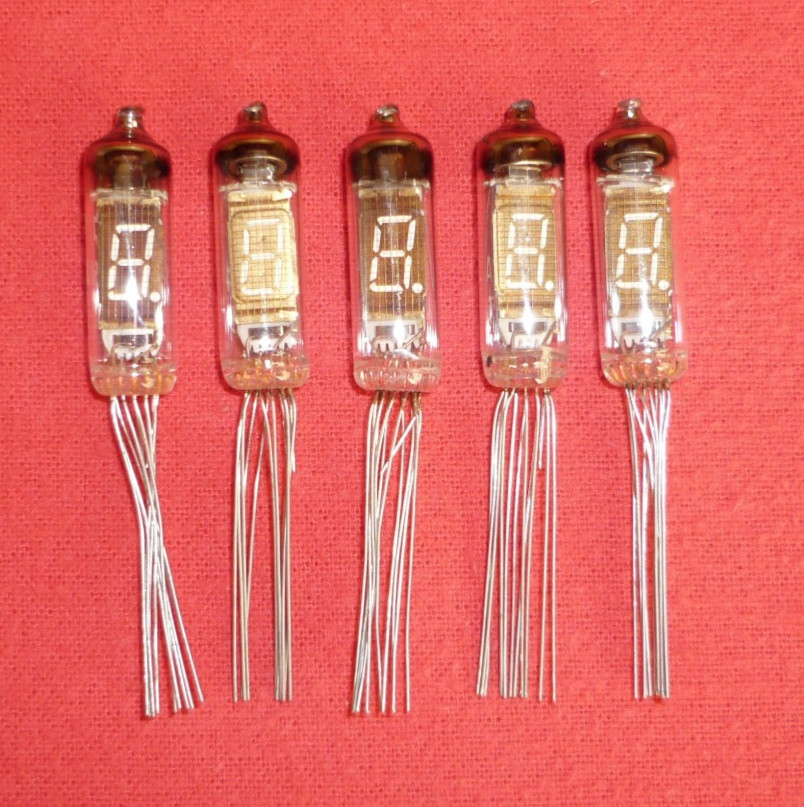 5pcs. IV-3A / ИВ-3А Nixie VFD Tube 7- segment green glow NEW. SAME DATE III-1990