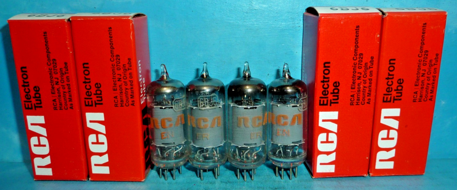 4 RCA 6BJ6 Tubes Grey Plates Halo Getter