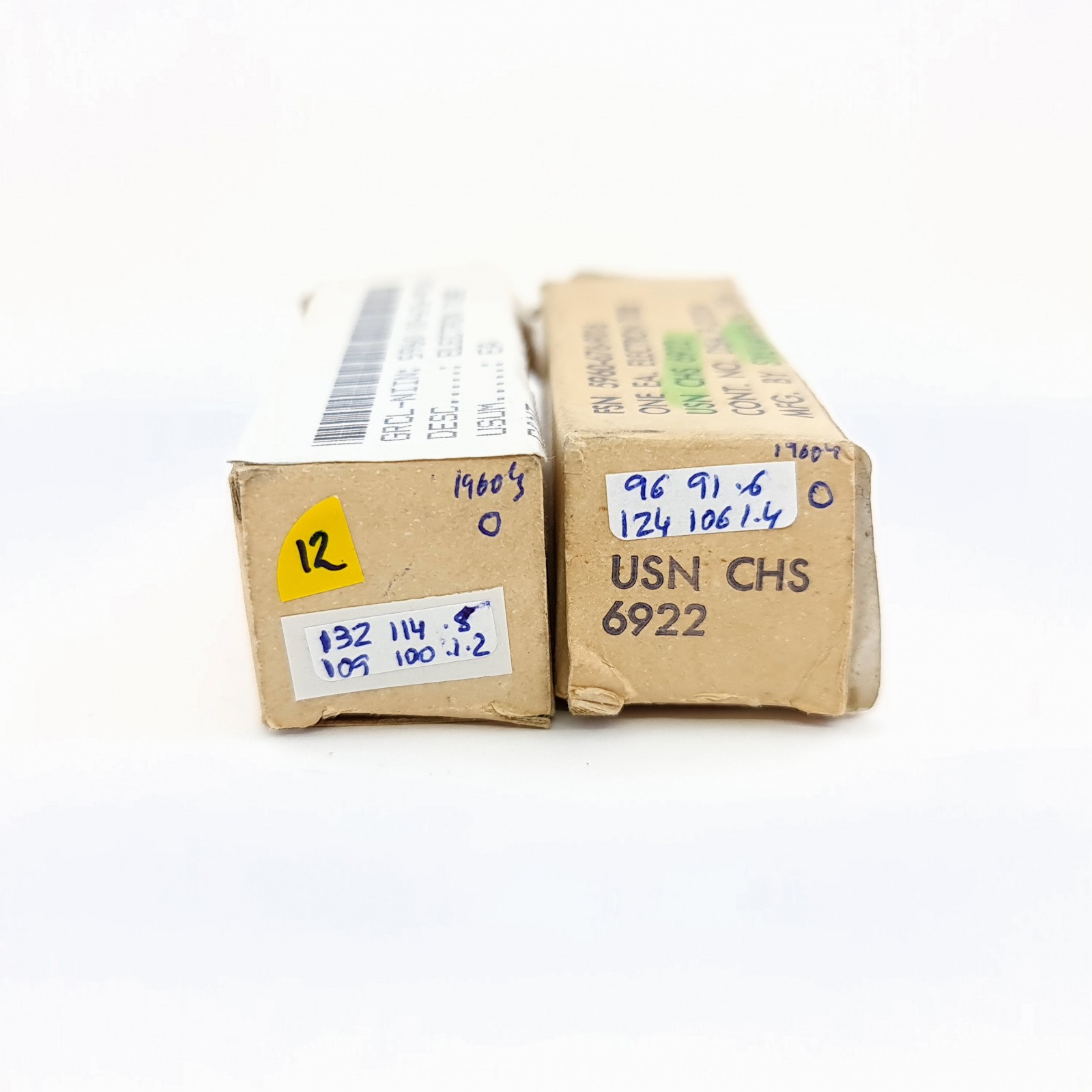 2 X USN CHS 6922 SYLVANIA TUBE. 1960s PROD. PAIR. 12. CB398