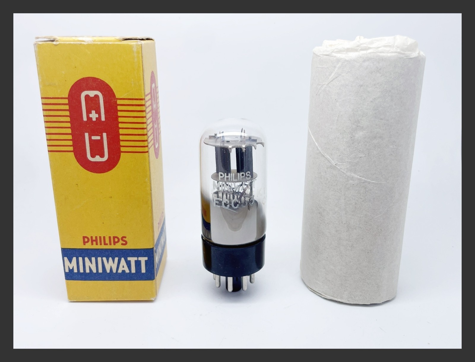 NOS Philips Mullard ECC33 6SN7GT Test STRONG 5K1 Short base D-Getter Vacuum Tube