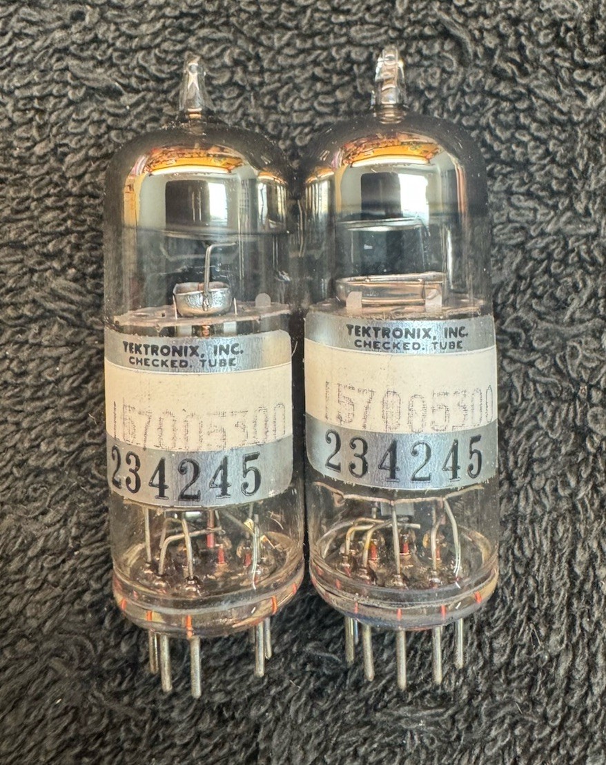 2 NOS NIB Matched RCA 12BY7A Tektronix Audio Tubes 1968