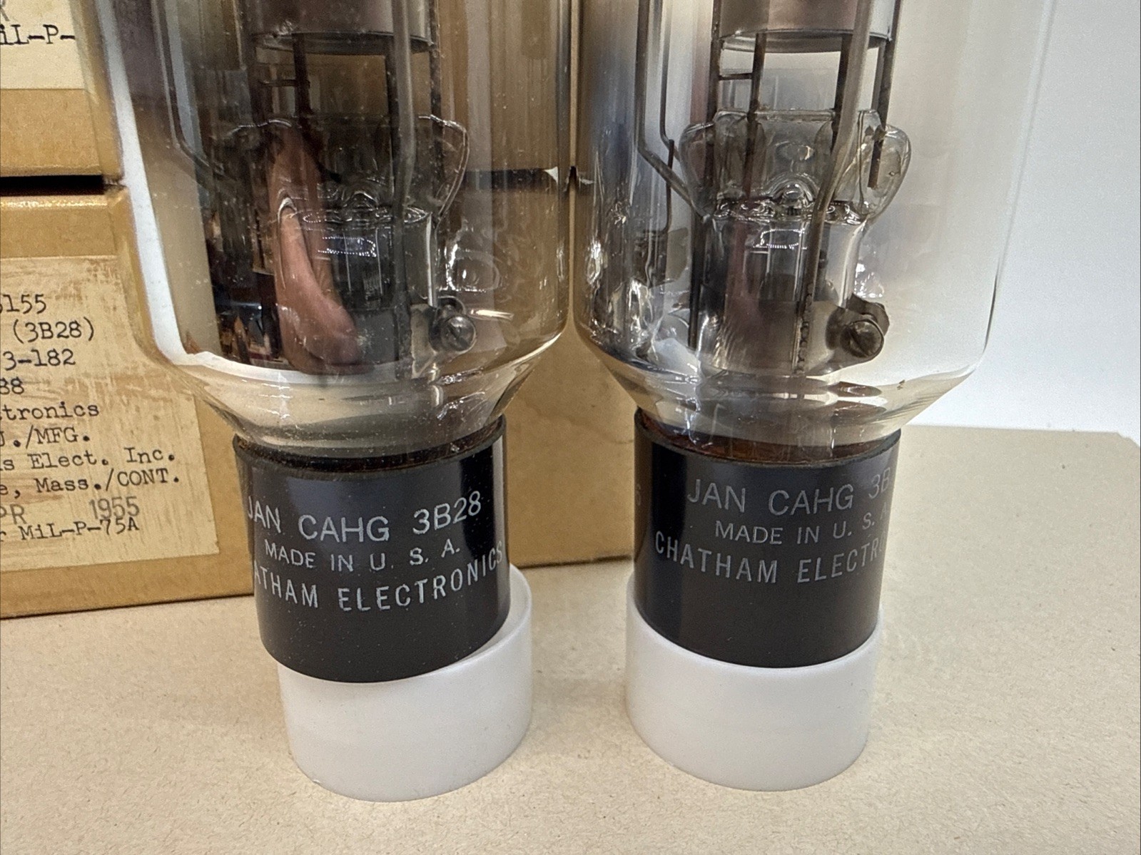 LOT OF (2) RECTIFIER ELECTRON TUBE JAN-3B28 / 3B28 / Chatham Electronic 1955