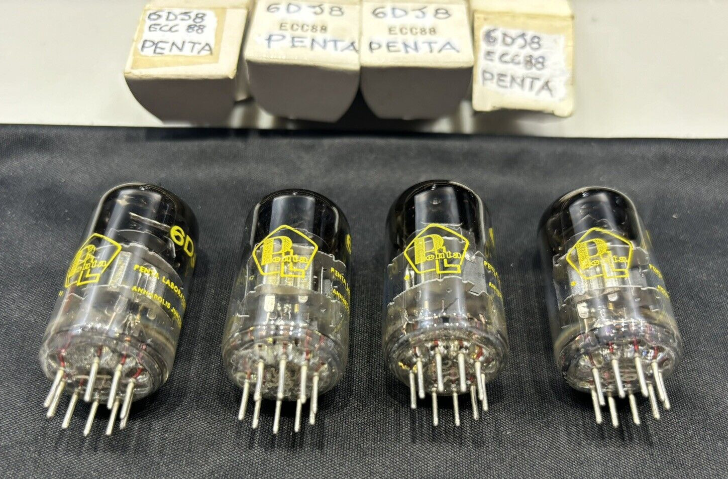 4x PENTA LABORATORIES INC. 6DJ8 Tubes ECC88