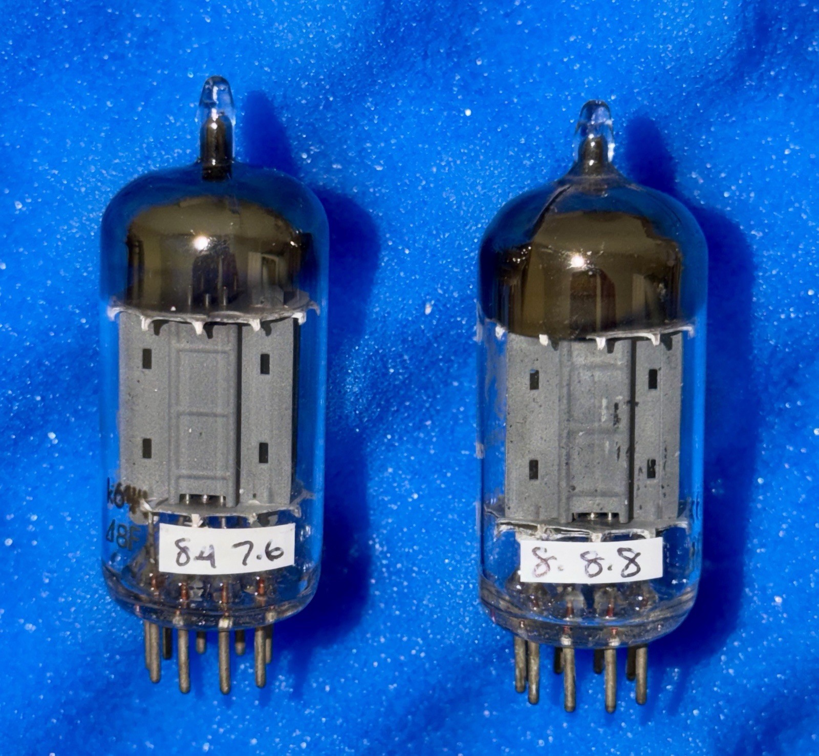 TWO Amperex ECC82 12AU7 Tubes /Amplitrex Tested / Foil D Getters / Long Plates