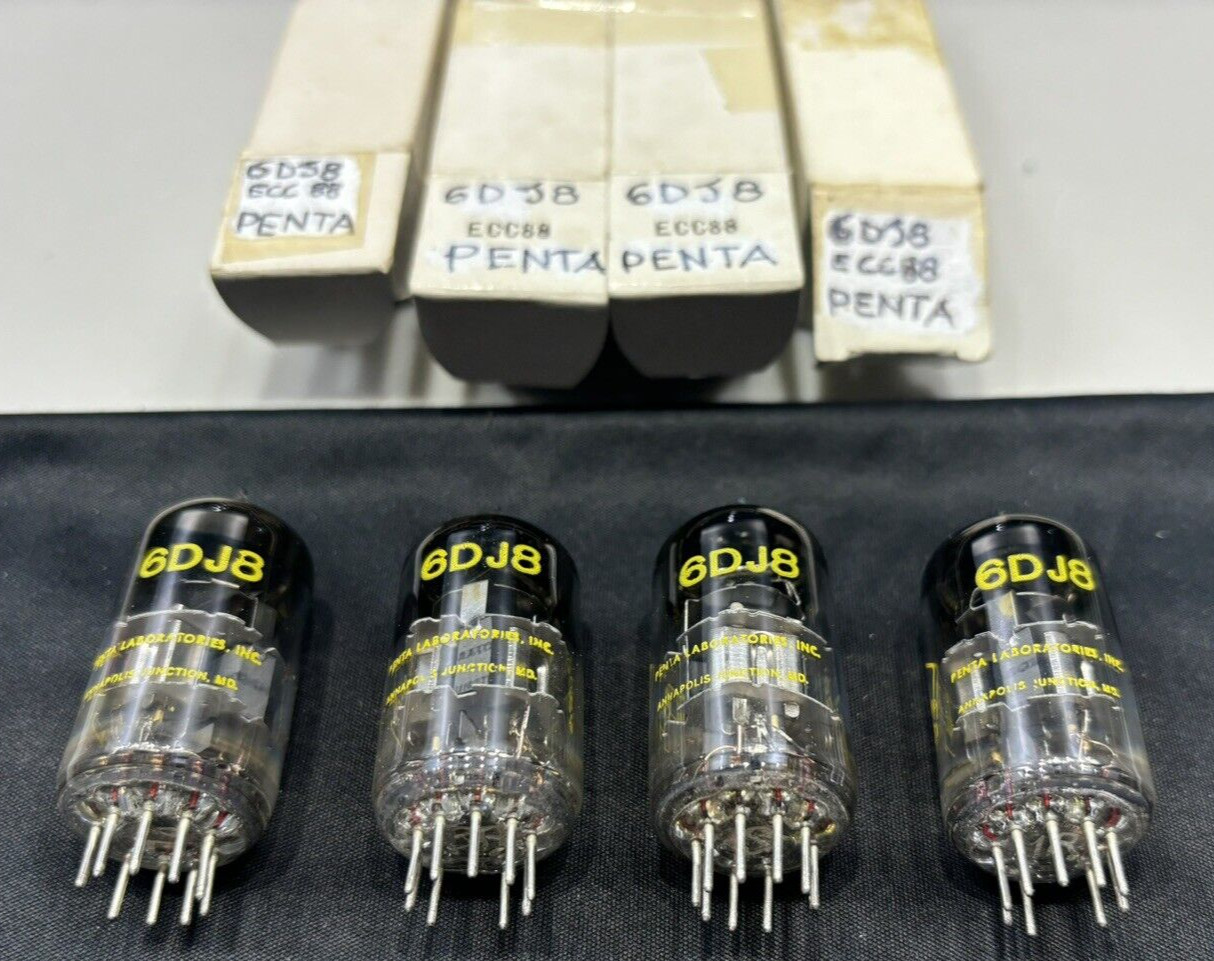 4x PENTA LABORATORIES INC. 6DJ8 Tubes ECC88