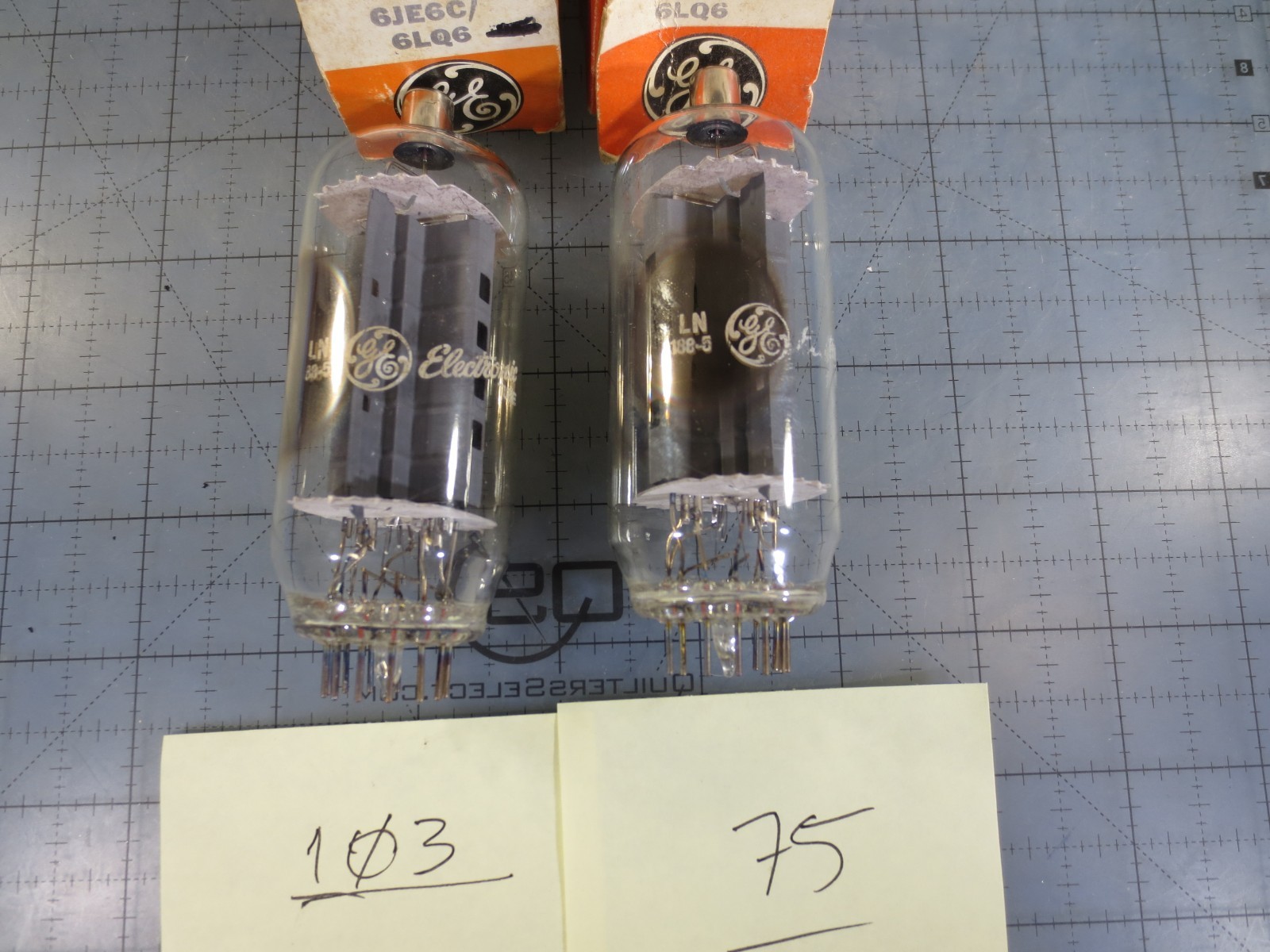 DATE MATCHED PAIR GE 6JE6C/6LQ6 NOS VAC TUBES (TESTED W/ B&K 747B)