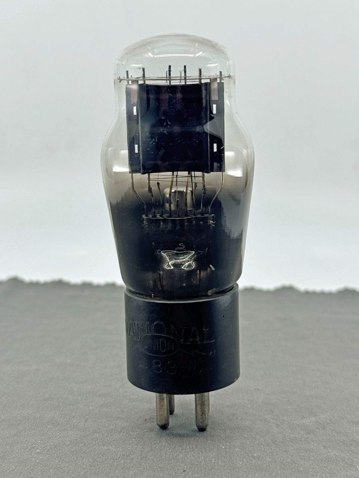 (1) Rare National Union 483 Power Triode Black Plate Engraved Base Tests Strong