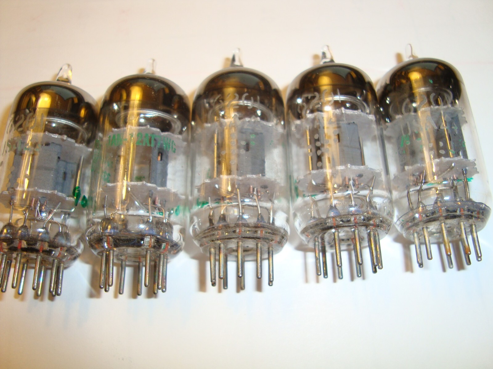 Five Military 12AT7WC/6201 Tubes, GE, Grey Plate, Ring-Getter