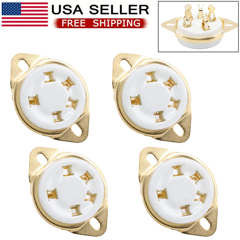 4Pcs 5Pin UX5 Ceramic Tube Socket Valve Base for 807 FU7 27 24 37 FD422 46 DIY