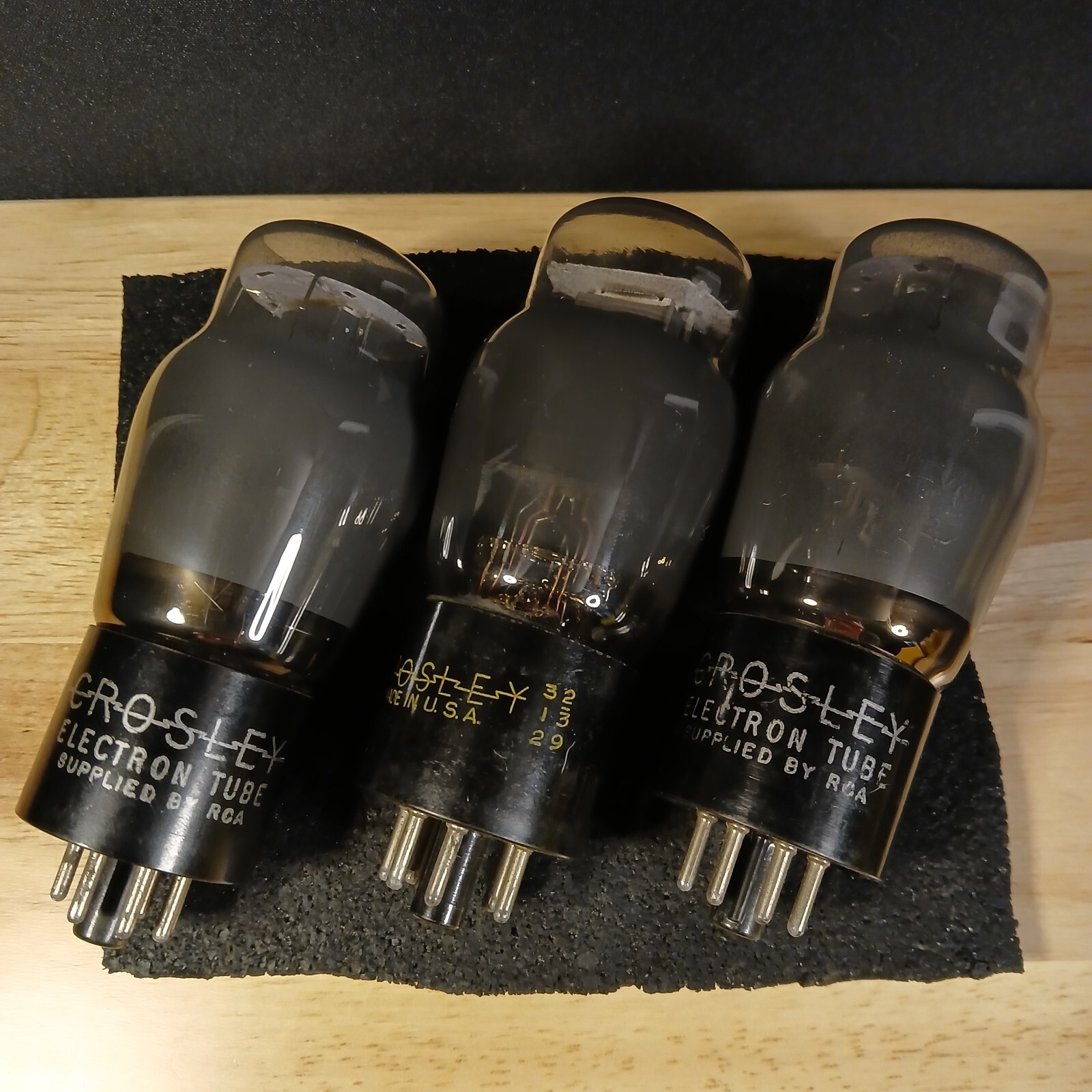 1952 RCA x 3 Crosley Smoke Glass 6Y6G Audio Tubes Tested GOOD 75 81 62 min 55