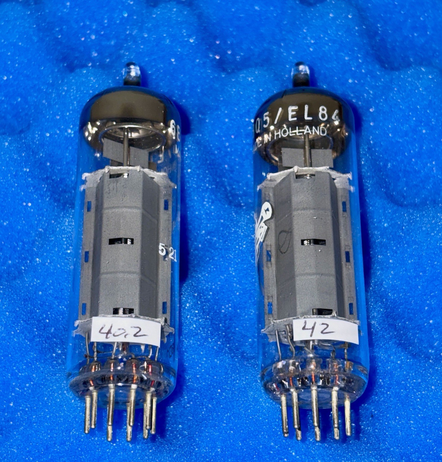 TWO Amperex EL84 6BQ5 Vacuum Tubes / rX4 Bugle Boy Holland /Amplitrex Tested ’63