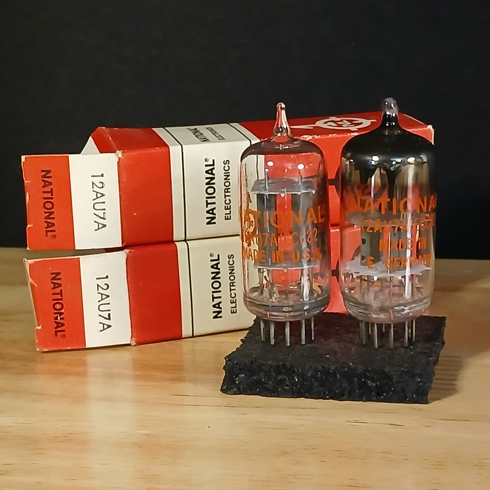 Pair NOS National Electronics NL 12AU7A ECC82 Audio Tubes NOS NIB 1 Clear Top